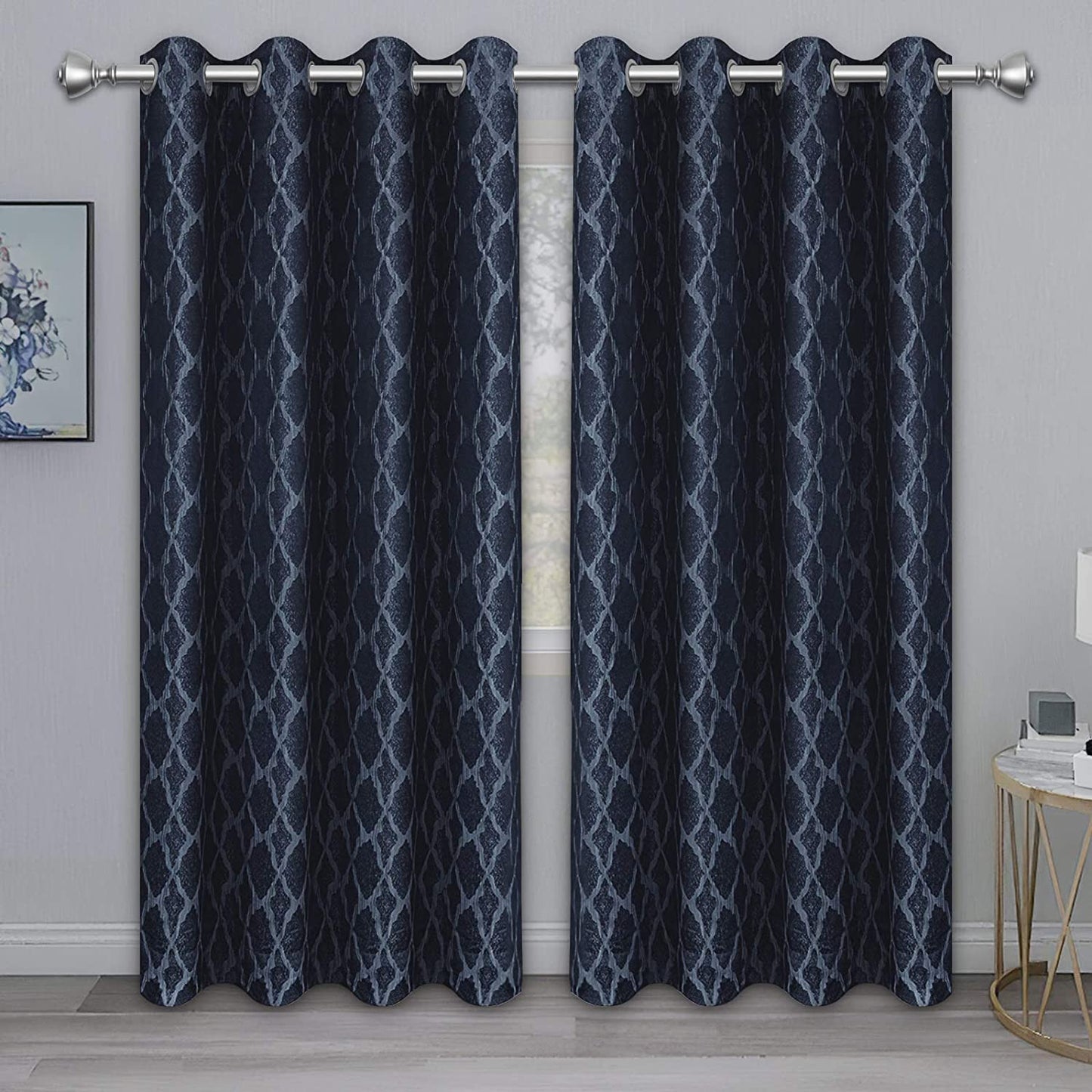 Jacquard Blackout Curtains for Bedroom, Cold/Heat/Sun Blocking and Noise Reduction Thermal Insulated Window Drapes, Camel, 52 x 63 inch Length, Set of 2 Grommet Curtain Panels