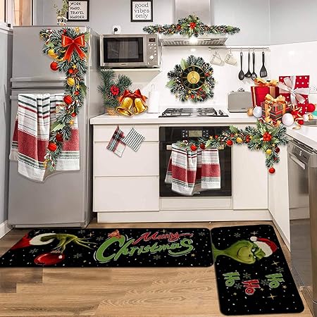 Green Monster Non Slip Christmas Kitchen Decoration, Set of 2