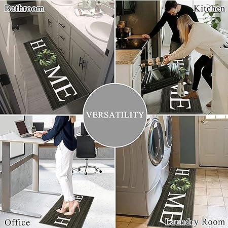 Washable Non-Skid  Kitchen Rugs Floor Mats for Home Farmhouse Office, Durable Hallway Laundry Runner Rug Sink Area Rug (18"x29"+18"x47")-Home Design