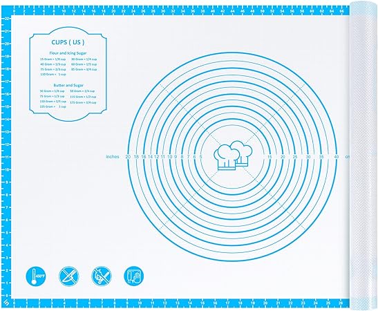 Non Stick  26" x 16" Non-slip Dough Rolling Pastry Mat with Measurement Cookies,Macarons,Bread