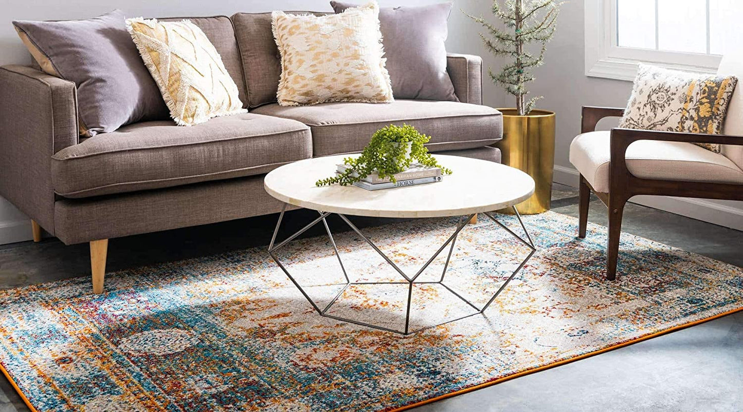 Rosso Collection Vintage Traditional Distressed Beige Area Rug