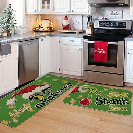 Green Monster Non Slip Christmas Kitchen Decoration, Set of 2