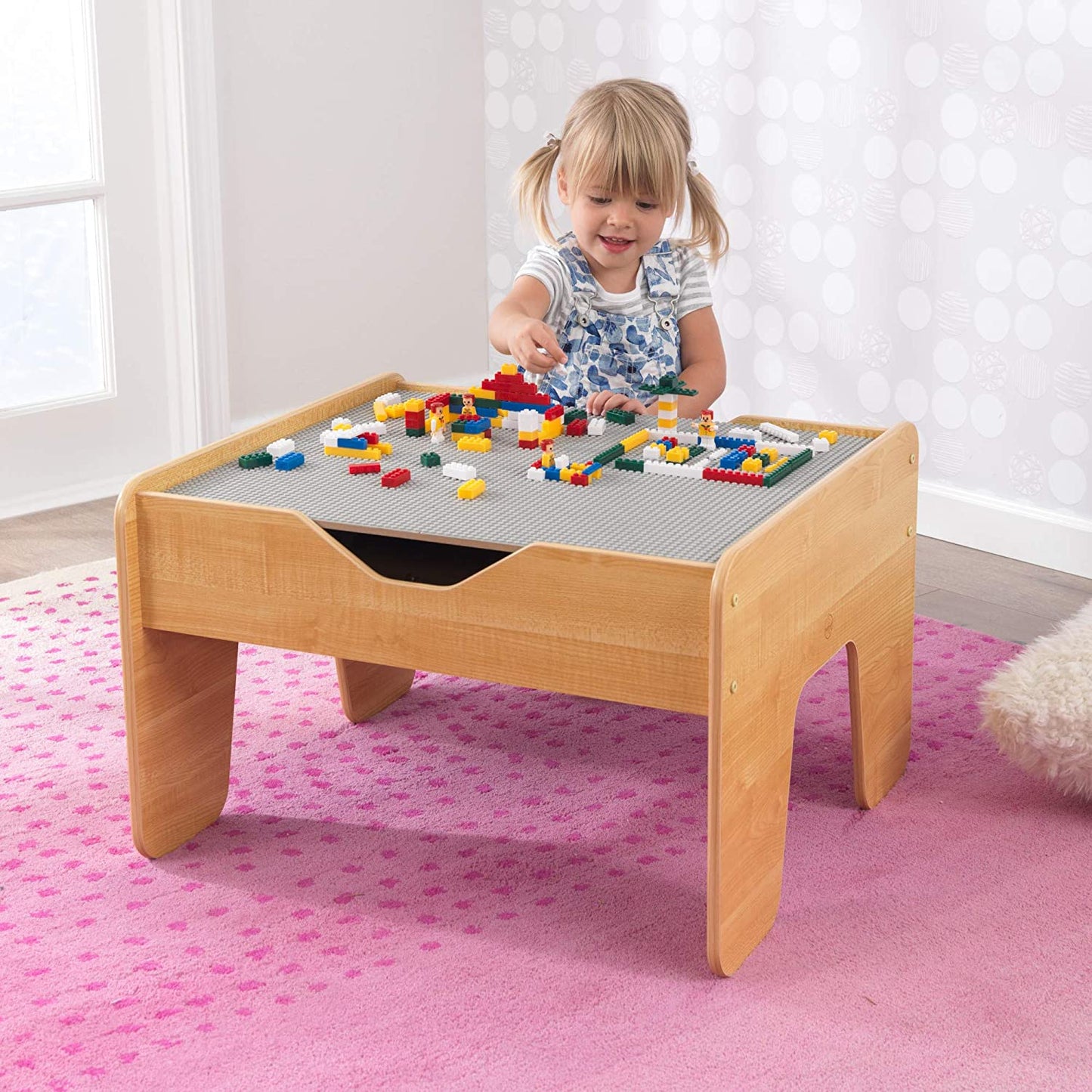 2-in-1 Activity Table with Board Gray/Natural