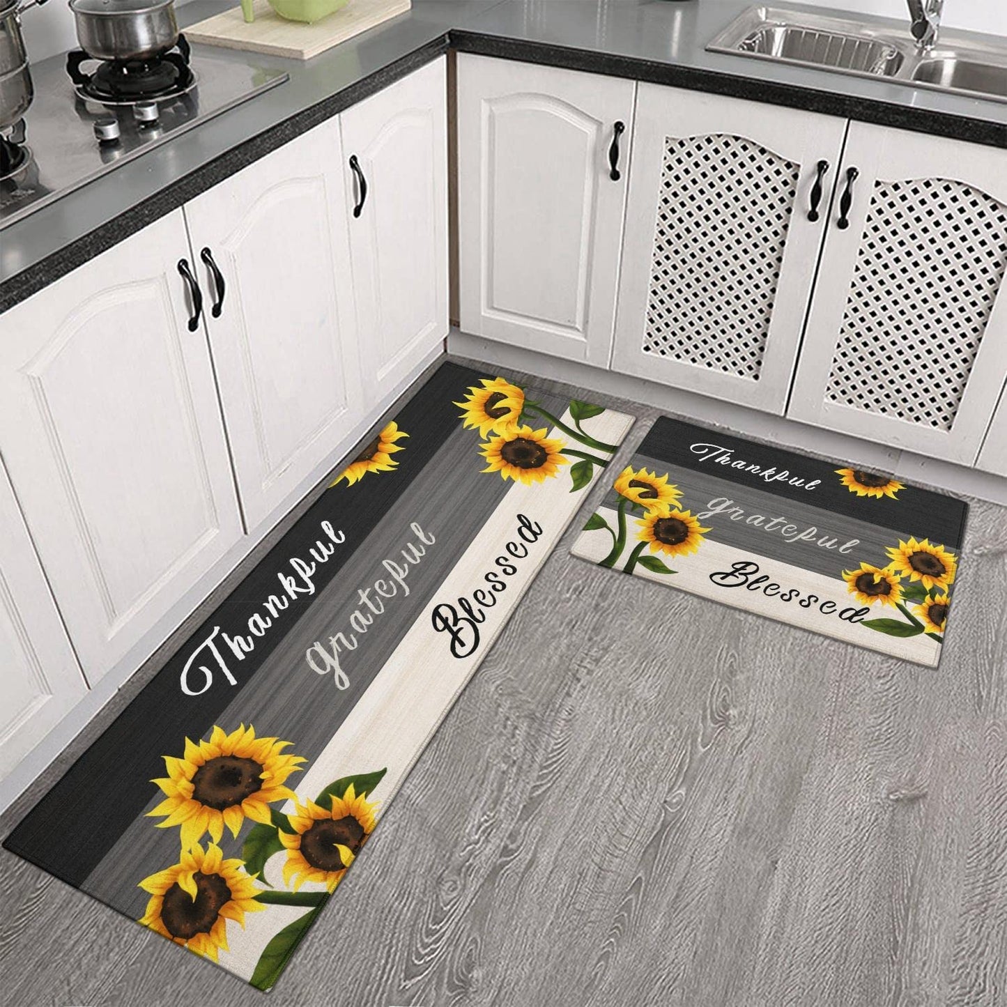 Set of 2 - Sunflower Kitchen Rugs