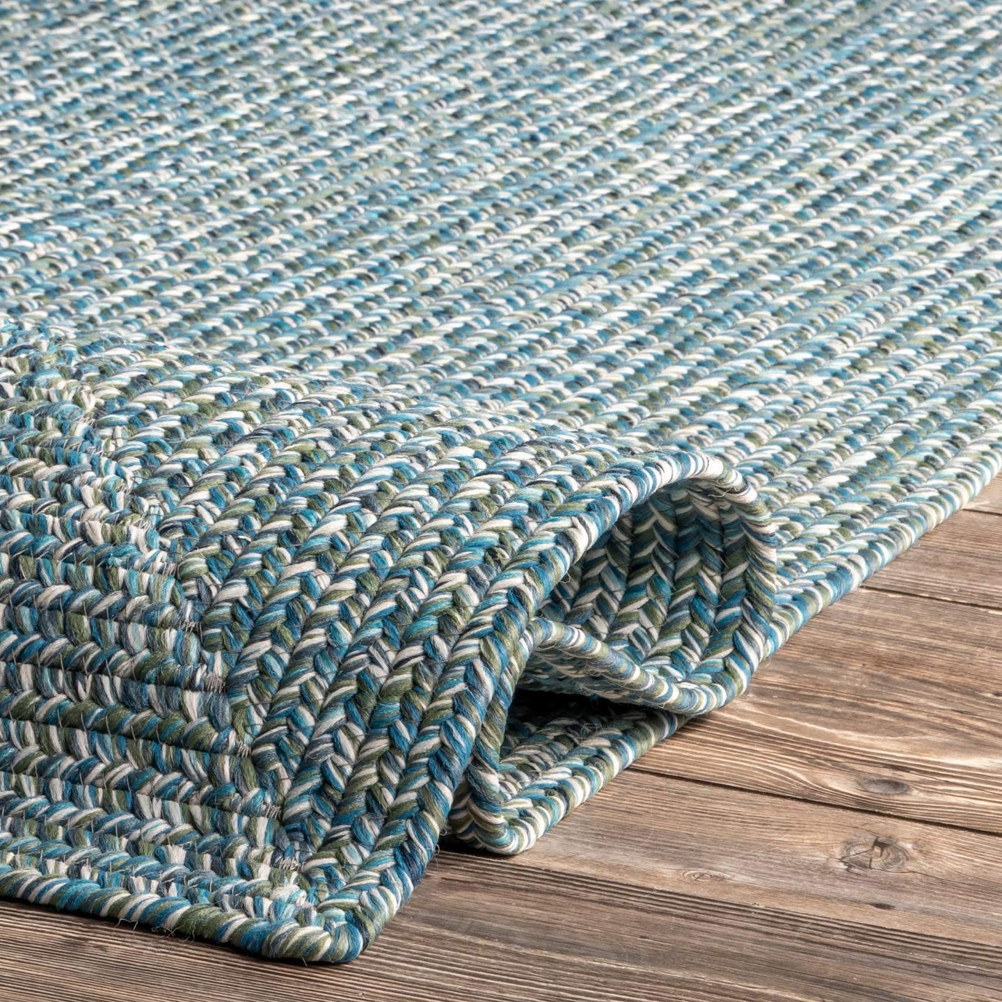 Braided Handmade Aqua Indoor/Outdoor Soft Area Rug