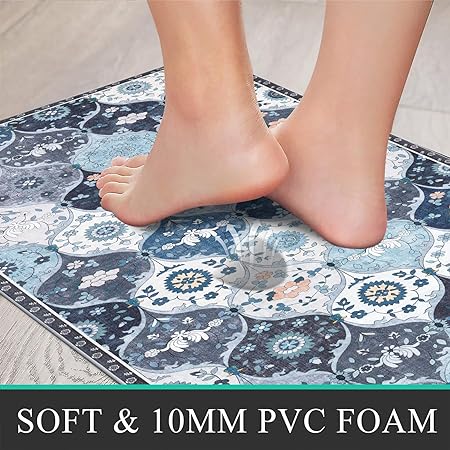 2 Pcs Anti Fatigue Cushioned Waterproof Comfort Standing Mat, 17"x47"+17"x27"