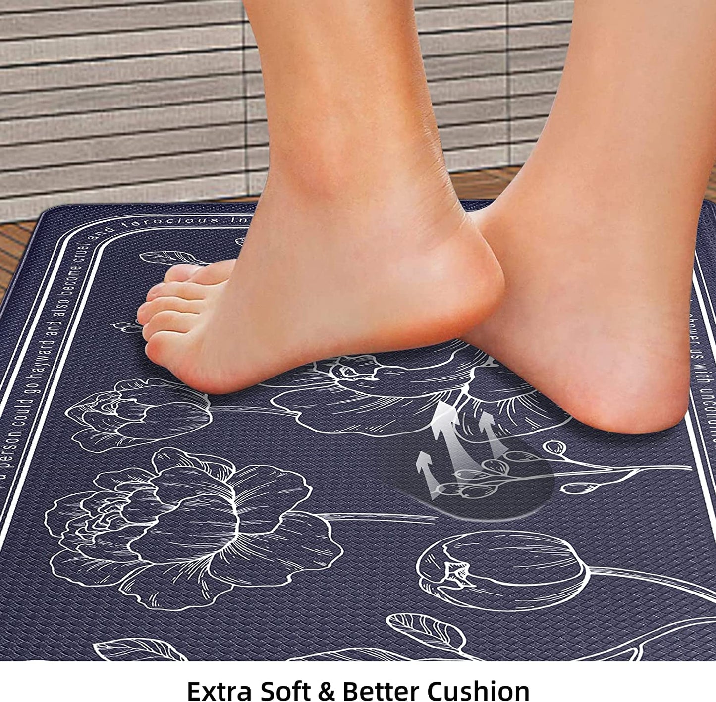 Set of 2- Cushioned Anti Fatigue Kitchen Mat 17"x47"+17"x29",