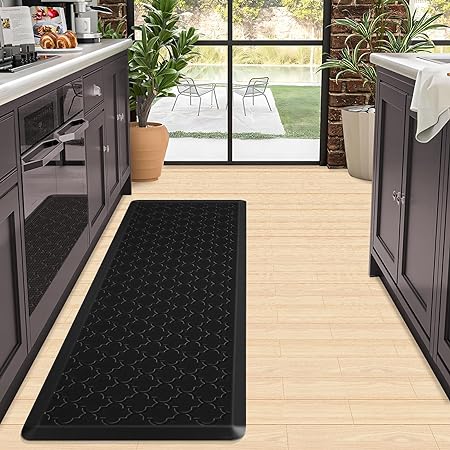 1/2 Inch Non Slip Cushioned Anti Fatigue Comfort Waterproof Standing Desk Mat, (17.3"x30" Black)