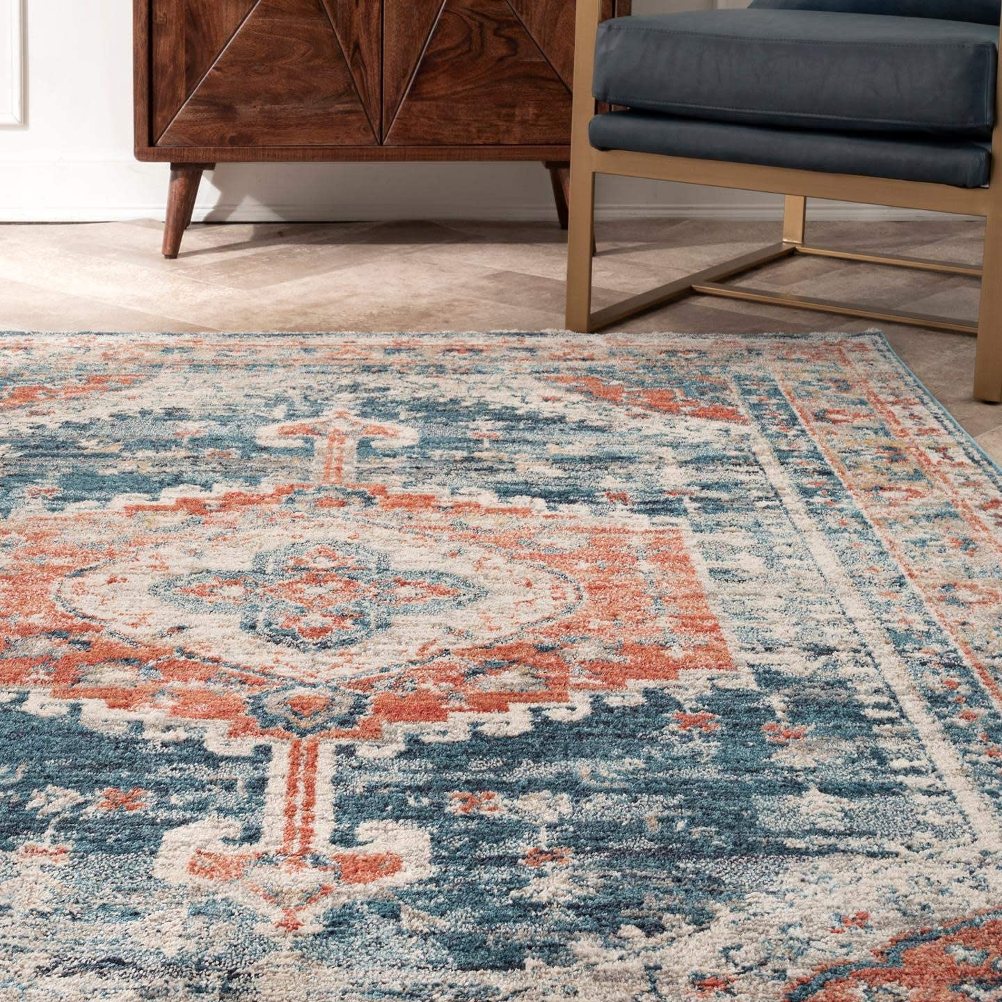 Persian Vintage Area Rug, Blue