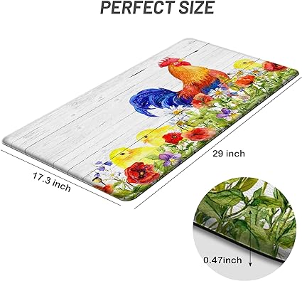 Non Skid Washable Anti Fatigue Mat Waterproof Cushioned Kitchen Matt for Standing 17.3"x29", Farmhouse