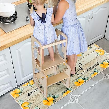 Non-Slip Backing Natural Design Throw Rug Lemon Design, 17"x48"+17"x24"