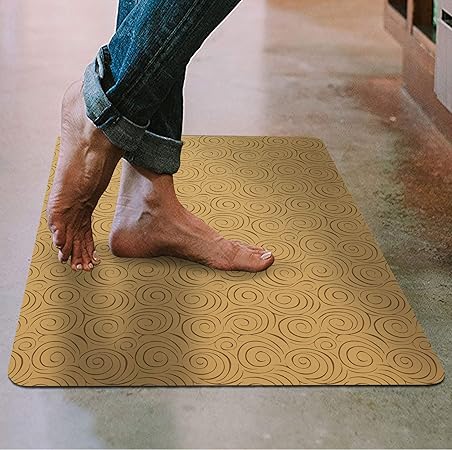 Ultra Thin Kitchen Rug with Non Slip Rubber Backing 35”x23” Cappuccino Design 1S