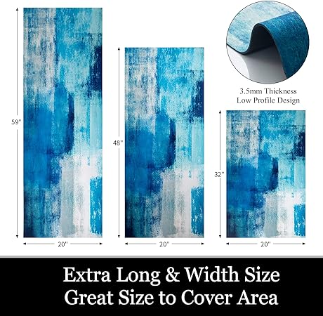 Boho Farmhouse Non Slip Washable Kitchen Area Rug Sets 3