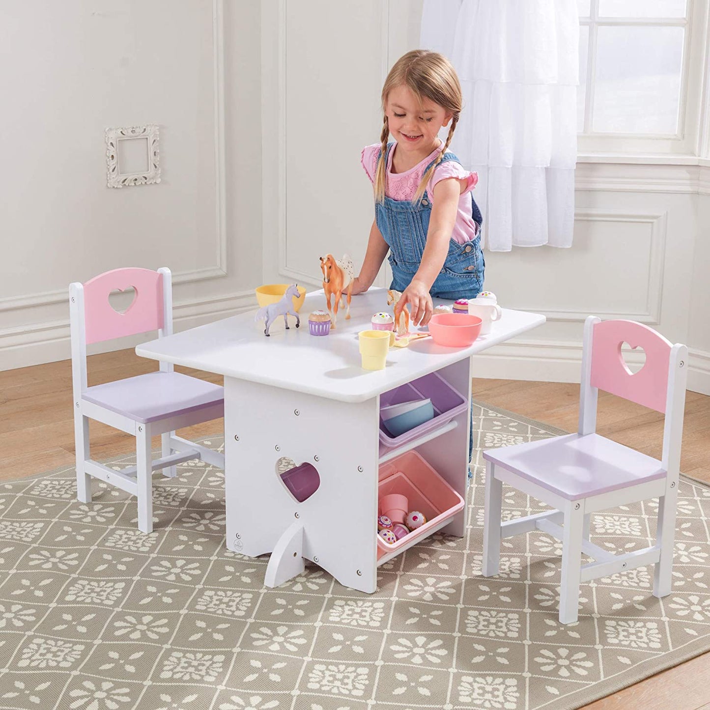 Heart Table and Chair Set Pastel