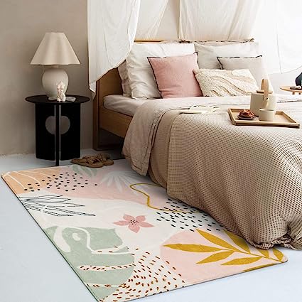 Modern Abstract Non-Slip Minimalist Art Area Rug Accent Distressed Washable Floor Carpet