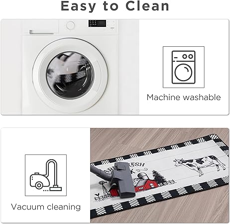 Sets of 2, Non Slip Washable Bohemian Rugs, Boho Kitchen Decor, 17"x30"+17"x47"