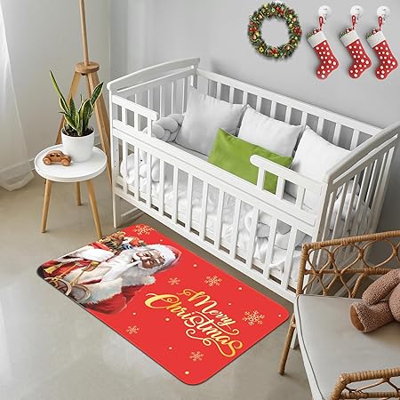 Set of 2 Farm Fresh Christmas Trees Washable Kitchen Carpet, 17x28 and 17x47 Inch