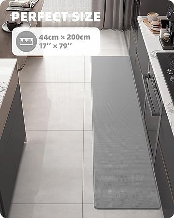 Cushioned Anti-Fatigue Kitchen Mat, Non Skid Waterproof Comfort Standing Kitchen Rugs and Mats, Memory Foam Kitchen mat, 17"x79", Black