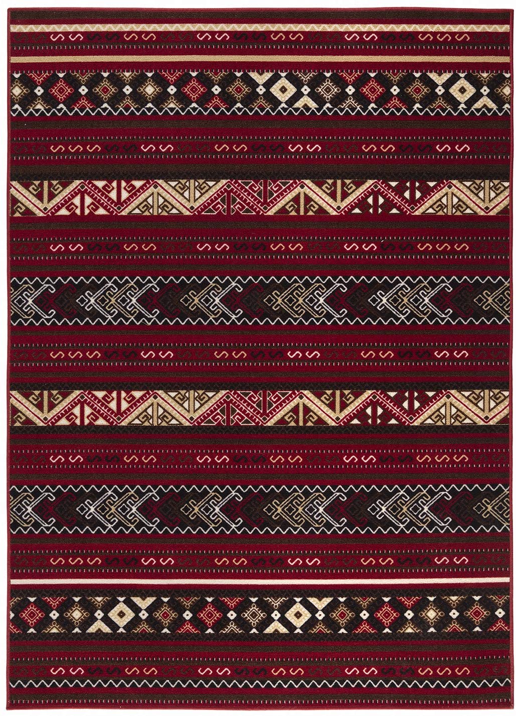 Moroccan Geometric Low Profile Pile Indoor Area Rugs Red