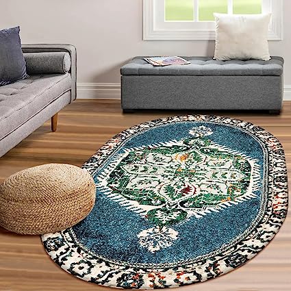 Washable Persian Distressed Doormat Faux Wool Bohemian Entryway Rug