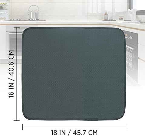 Super Absorbent Microfiber Premium Dish Drying Mat Dual Surface (Black)