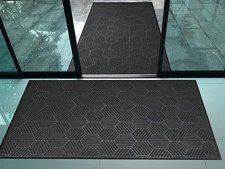 WaterHog Silver - Commercial-Grade Entrance Mat with Honeycomb Pattern & Rubber Border - (Greige, 2' x 3')