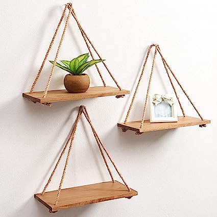 Set of 3 Wood Wall Hanging Shelf