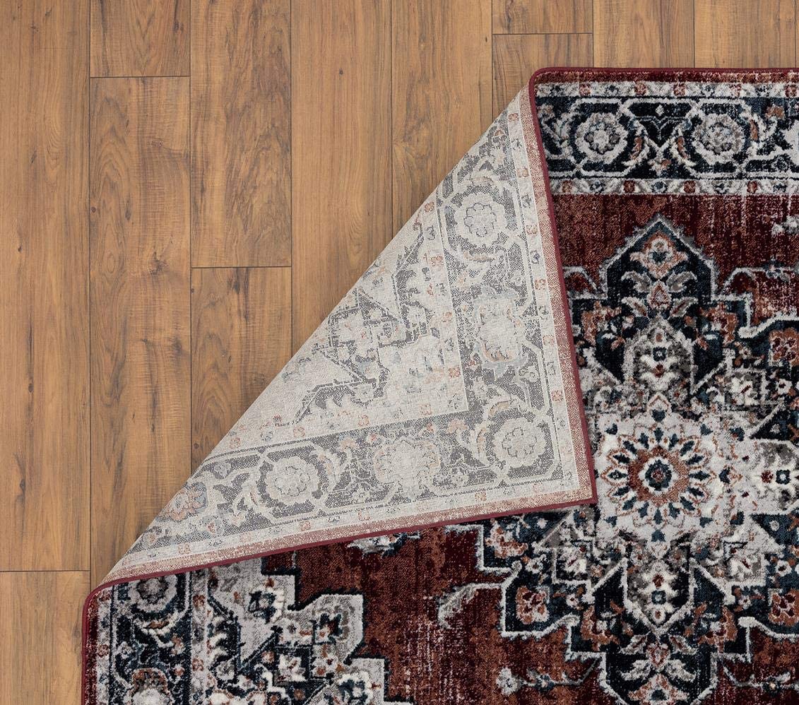 Oriental Red Black Grey Soft Area Rug