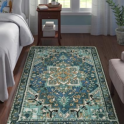 Traditional Oriental Washable Non-Slip Distressed Vintage Accent Throw Rugs