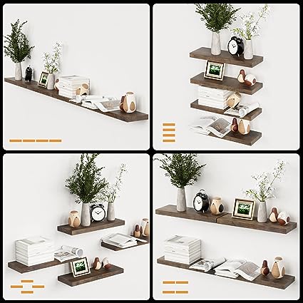 4 Sets White Floating Shelves for Wall