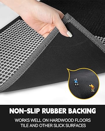 Non-Skid Kitchen Rugs Washable, Absorbent Runner Mat for Floor, Machine Washable Standing Mats for in Front of Sink, Door, Laundry, Entrance, Home (Black, 32"×17")