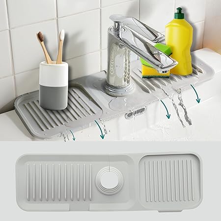 Silicone Sink Faucet Mat Splash Guard for Bathroom Sink Faucet, Water Drip Catcher, Kitchen Sink Splash Guard, Behind Sink Splash Guard Kitchen Mat, Faucet Drip Catcher, Sink Drain Pad