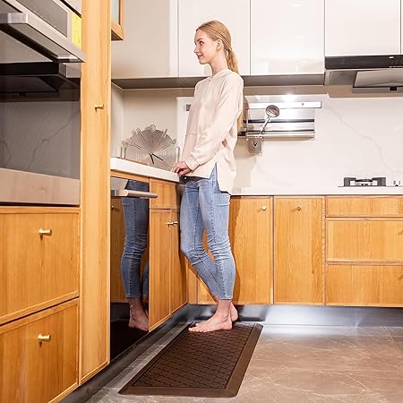 Anti Fatigue Cushioned Non Slip Standing Mats for Home Kitchen Sink Office Standing Desk Standup Desk Riser Laundry (Black, 17.3" x28"+17.3" x28"-0.47")