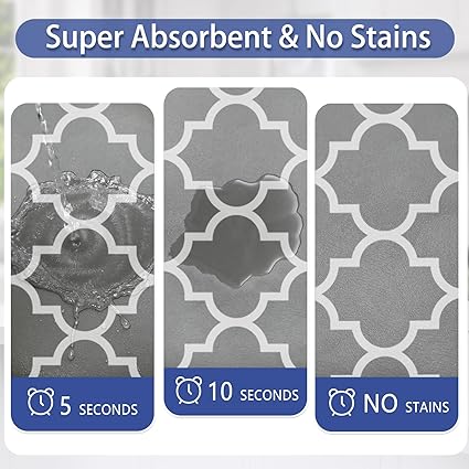 【2 PCS】 Non Skid Kitchen Runner Rug Absorbent Resist Dirt, Kitchen Floor Mat Waterproof Comfort Standing Mat for Kitchen,Home Office,Sink,Laundry（Dark Gray）