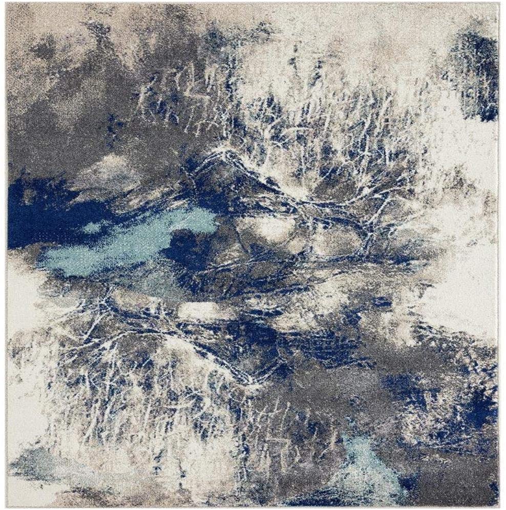 Abstract Grey Blue Soft Area Rug