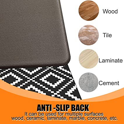 Set of 2 Anti Fatigue Non-Slip, Thick Cushioned, Waterproof, Heavy Duty PVC Foam Kitchen Rugs