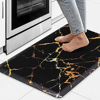 1/2 Inch Thick Anti Fatigue Kitchen Rugs and Mats Cushioned Kitchen Floor Mat Non-Skid Waterproof Kitchen Mats for Standing Desk Office Sink 17.3"x39", White