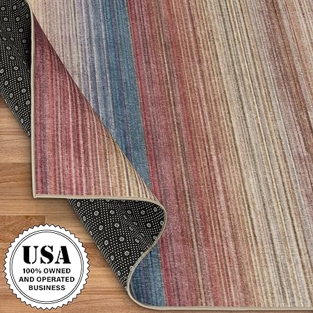 Non-Shed - Eco-Friendly, Machine Washable Rug - Stain Resistant, Made from Premium Recycled Fibers - Abstract Contemporary - Blue, 2'6" x 6'