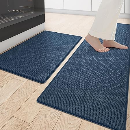 Non Slip, Waterproof Cushioned Anti Fatigue Standing Kitchen Floor Mat, 17"x29"+17"x59", Beige