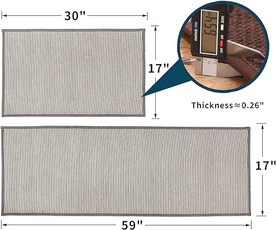 Sets of 2 Absorbent Non Skid Washable Kitchen Rugs and Mats, 17" x 30" + 17" x 59"