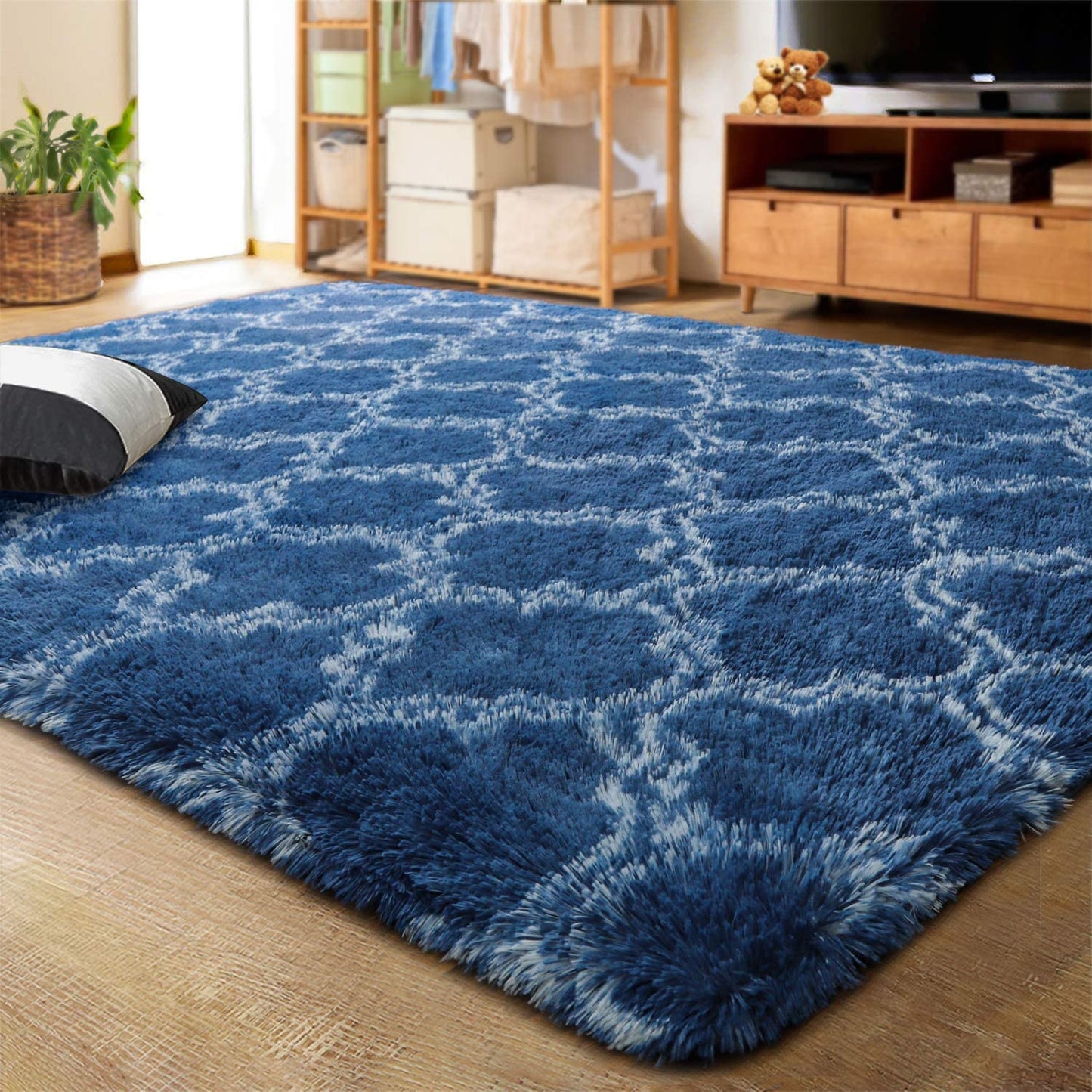 Velvet Shag Area Rug Modern Indoor Plush Fluffy