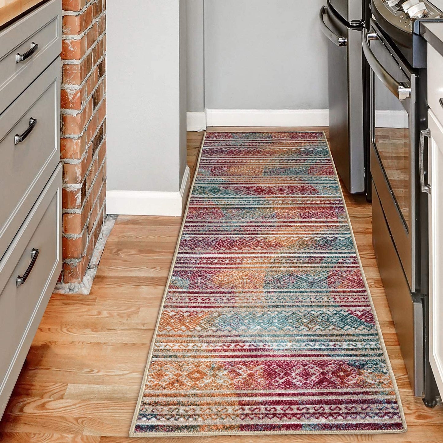 Moroccan Geometric Low Profile Pile Indoor Area Rugs Multi