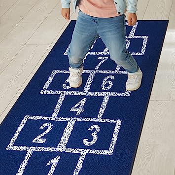 Machine Washable Wrinkle Free Abstract Hopscotch Design Cotton 3x6 Kid's Area Rug