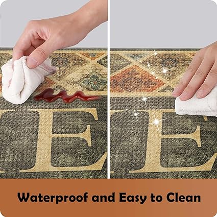 Colorful Stripe Anti Fatigue Non Slip Comfort Cushioned Standing Mat, 17"x47"+17"x30"