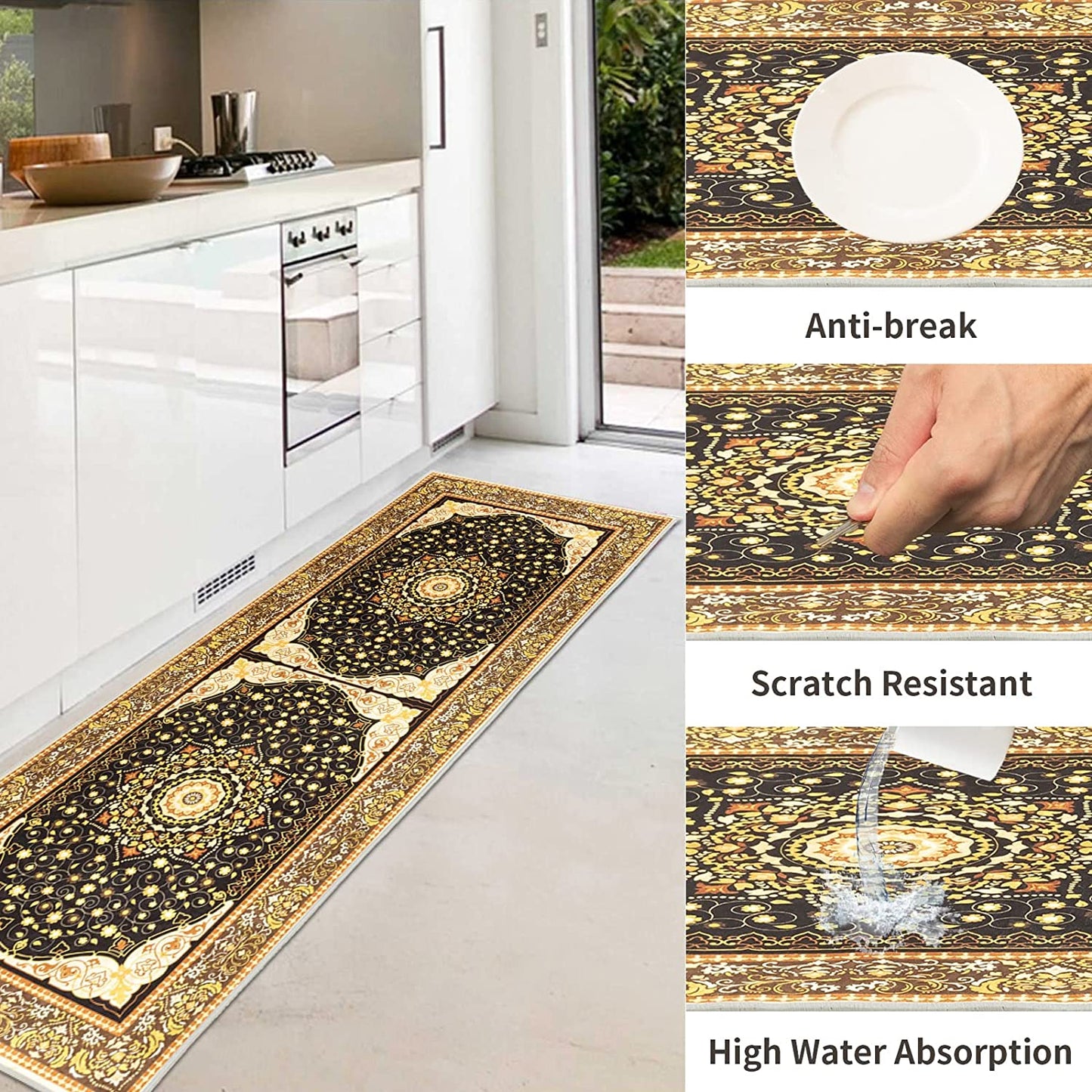 Set of 2 Non-Slip Bohemian Kitchen Runner Rug 63*19.7/31.5*19.7