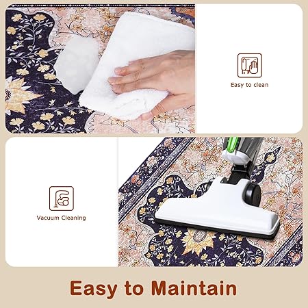 2 PCS Floral Cushioned Anti-Fatigue Kitchen Rugs, Kitchen Mats for Kitchen Floor Laundry Office