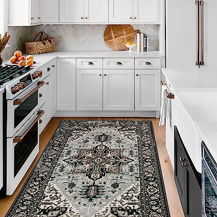 Non-Slip Distressed Vintage Persian Oriental, Small Accent Throw Low Pile Traditional Area Rug - 2' X 3'