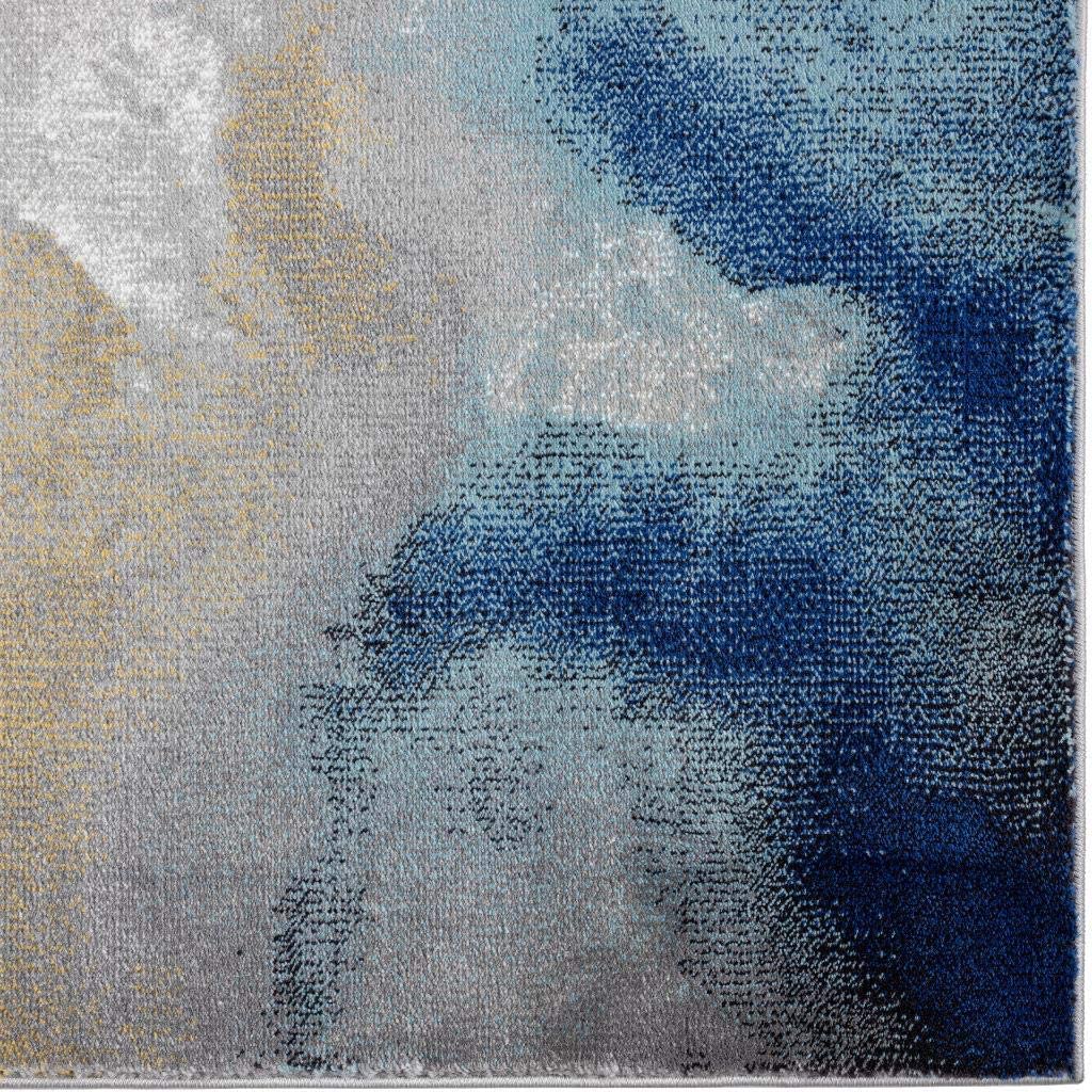 Victoria Collection Blue Abstract Soft Area Rug 5x7