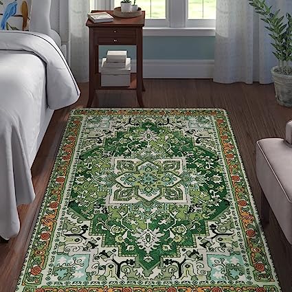 Traditional Oriental Washable Non-Slip Distressed Vintage Accent Throw Rugs