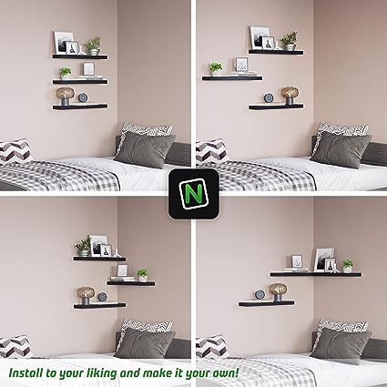 Set of 3| Durable Wall Shelves with Invisible Bracket (White - Small)